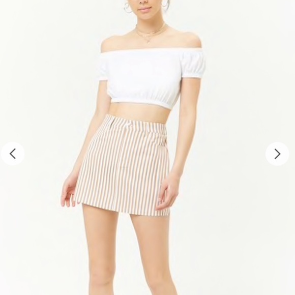 Forever 21 Dresses & Skirts - Forever 21 Tan & White Striped Skirt